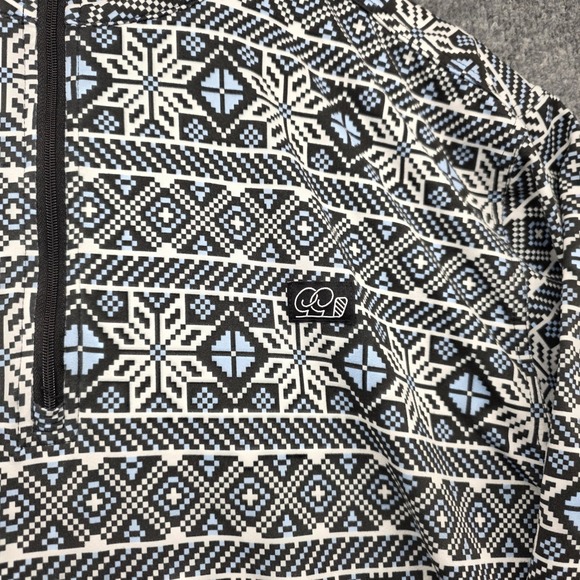 Good Good Golf Mens 2XL Quarter Zip Pullover Blue Black Snowflake Print - Picture 2 of 8